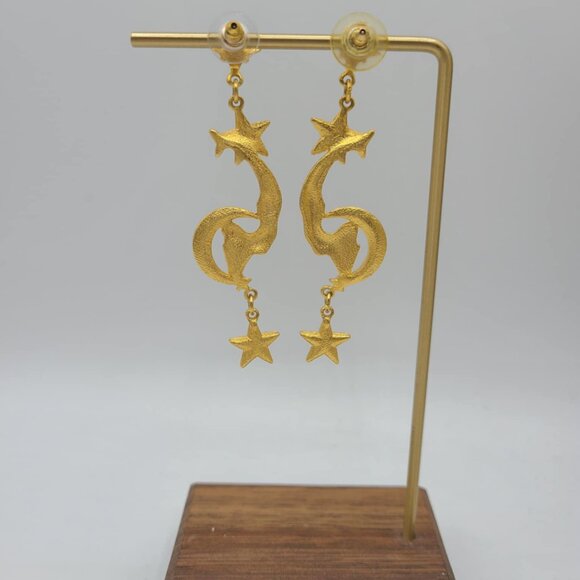 Kirks Folly Vintage Gold Tone Moon and Start Mermaid Earrings NWOT! - Picture 5 of 16